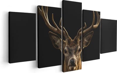 Artaza Canvas Schilderij Vijfluik Hertenkop - Hert  - 100x50 - Foto Op Canvas - Canvas Print