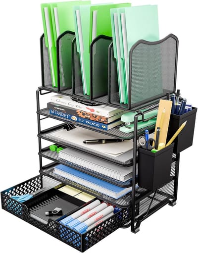 Bureau Organizer - Documentenhouder - Kantoor Organisatie - Vijf Laags Ontwerp - 49.5x33.7x23.5 cm - Zwart