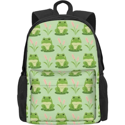 Schattige Kikkerprint Rugzak Kleurrijke Dieren Wandelrugzakken Meisjes Design Print High School Tassen Esthetische Rugzak 36x32x10cm