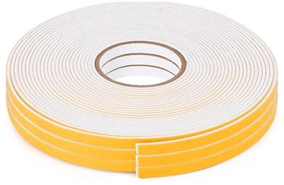 Famanu – Afdichtingstape voor deuren en ramen - zelfklevende rubberen schuimafdichtstrips - tochtstopper voor raamdeur,weerstrip - afdichtingstape - zelfklevend (6 mm x 1.5 mm totaal 20m - wit)
