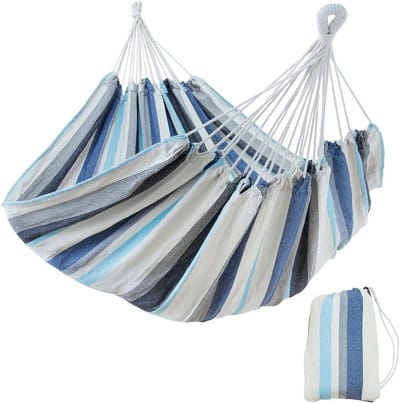 XXL Hangmat voor 2 Personen - 220 x 160 cm | TÜV Getest tot 300 kg | Katoenen Doek in Smaragd of Aqua