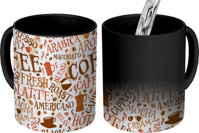 Magische Mok - Foto op Warmte Mokken - Koffiemok - Koffie - Vintage - Patroon - Magic Mok - Beker - 350 ML - Theemok