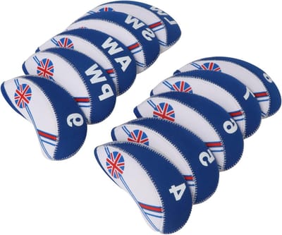 Golf Club Iron Covers Hoofdkappen voor Bescherming van IJzers - Set van 10 (UK), Blauw, Geschikt voor Diverse Merken