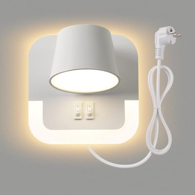 Wandlamp met Switch - Bedlamp Leeslamp - Lezen en Werken - Draaibare Lampkop - 14x14x14 cm - Wit