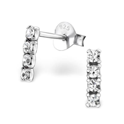 Aramat Jewels | Oorbellen | Zilveren Geoxideerde Oorbellen vrouw | Bar-Transparant-8x2mm | |8mm | Zilver | Kinderen, Volwassenen | Verkleurd niet