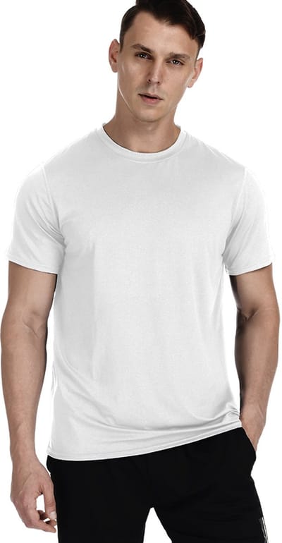MEETYOO Sportshirt Heren - Hardloopshirt Korte Mouwen-Wit-S