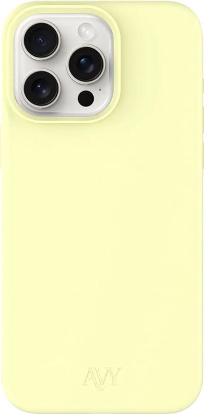 AVY Hoesje geschikt voor Apple iPhone 15 Pro | Compatibel met MagSafe | Back Cover | Liquid Silicone | Comfortabel in de Hand | Butter Yellow