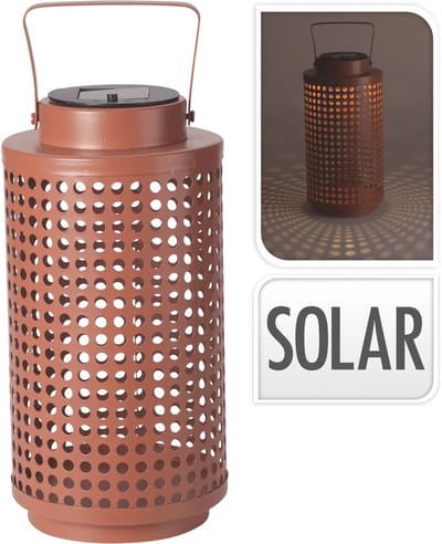 Solar Lantaarn Metaal - Mauve Roze, D14 x H28 cm