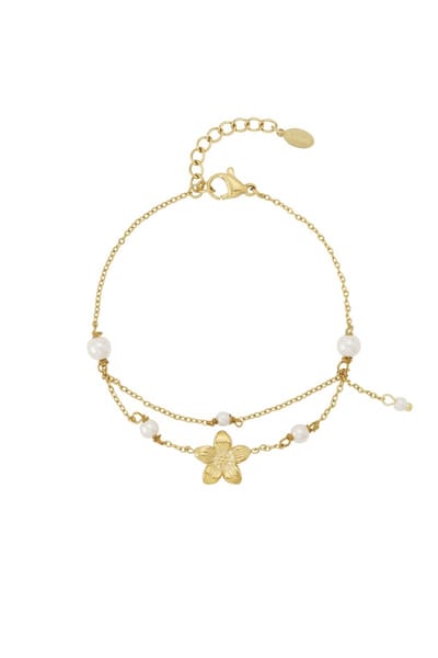 Goudlief Dubbele moeite bloem armband - Roestvrij staal - Verkleurt niet - Cadeau - Goudlief.nl