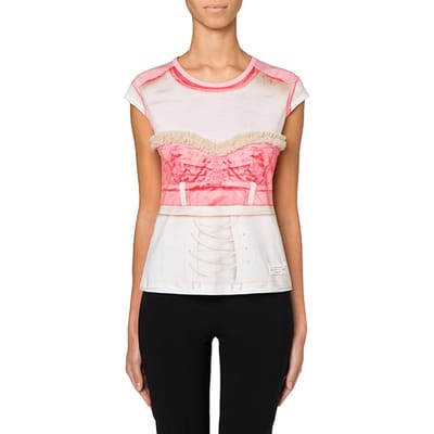 Moschino Inside Out Trompe-l'œil Jersey T-shirt Pink Size: 40 | T-Shirts Outlet | Dames | Wit