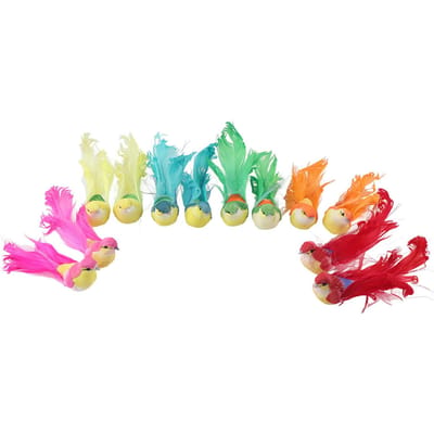12 Stuks Kunstvogeldecoratie Simulatievogel met Clip Decoratie Ornament voor Huis Tuin beige