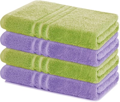 Lavea® Set van 4 handdoeken 70x140 cm – 100% katoen – Zacht en absorberend – Ideaal als badhanddoek, badlaken of handdoek voor dagelijks gebruik – Lindegroen en Lavendel