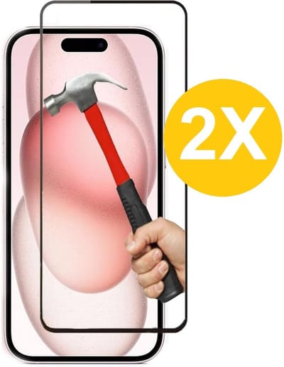 Full Cover Screenprotector Geschikt voor 15 Zwart 2pack | Volledige Beschermglas Tempered Glass