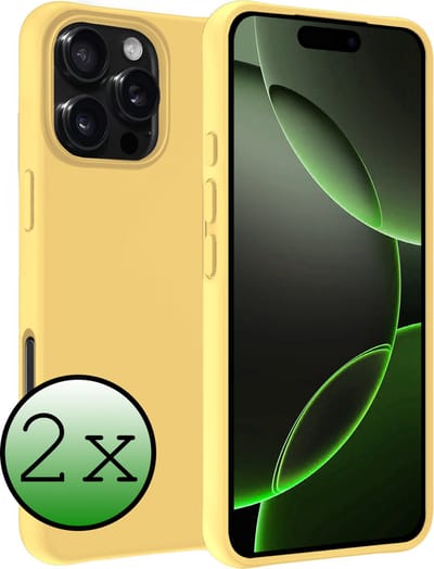 Hoesje 2 Stuks - Geschikt voor Apple iPhone 16 Pro - Sterk & Shockproof - Case Siliconen - Back Cover - Telefoon Hoes - Geel