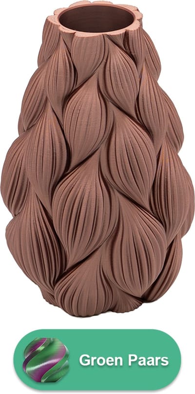 Lamina moderne vaas – Decoratieve vaas - Groen / Paars - 3d geprinte vaas – geschikt voor droogbloemen - 20CM