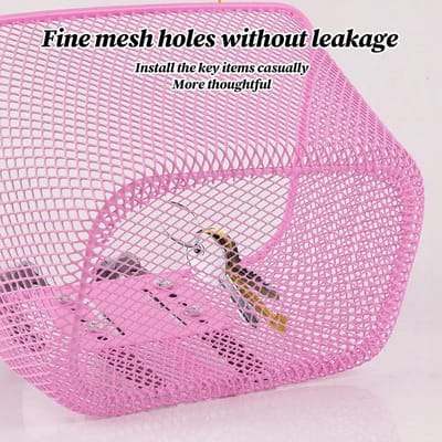 Fietsmand Kinderen - Stuurmand Bagagedrager - Spullen Vervoeren - Weerbestendig Metaalgaas - 26x17x15.5 cm - Roze