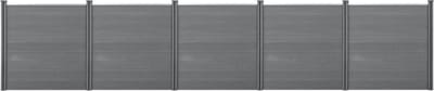 HKC Schuttingpaneel met 6 palen 183x879 cm grijs