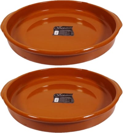 Set van 2x stuks grote tapas ovenschalen/serveerschalen Alicante met handvatten 42 cm - Tapas serveerschalen/borden/ovenschalen