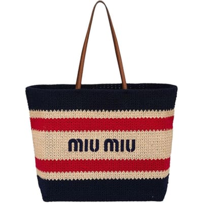 Miu Miu Kleurblok Ontwerp Stof Tote Bag Dames Tote Bags Blauw 5BG2282DO3F075R Basic Set (Bag+Dust Bag) black