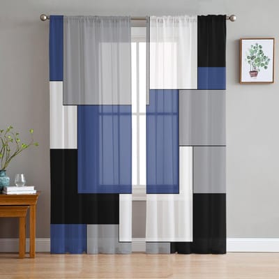 Jongenskamer Transparante Gordijnen Middeleeuwse Geometrie Klassieke Keuken Studiegordijnen Woonkamer Vakantiedecor Tule Gordijnen 135W x 114H(cm)
