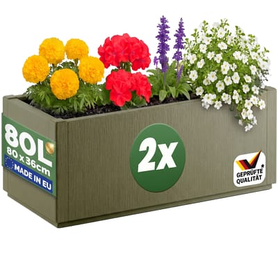 Casaria Plantenbak Set van 2 - Vorstbestendig 80l 80x36x35cm - Groen