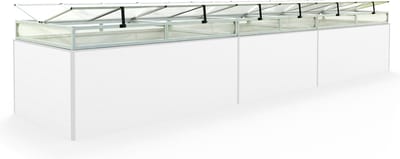 Moestuinbak opzetstuk van aluminium en polycarbonaat Tuinkas plantenbak voor tuin, balkon, met dakvenster kleppen, UV en weerbestendig, 119 x 535 cm
