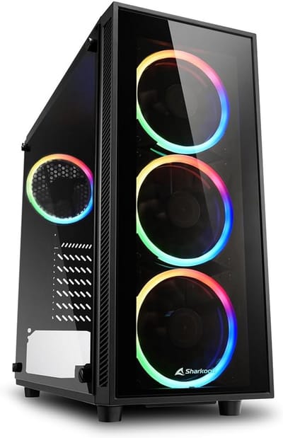 Compacte ATX PC Behuizing Zwart met Gehard Glas en 4x RGB Ledventilatoren