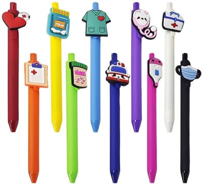 Verpakking met 10 creatieve verpleegsterpennen, gelpennen, gelpennen voor schattige cartoons, interessante balpennen, schrijfwaren, kantoorbenodigdheden