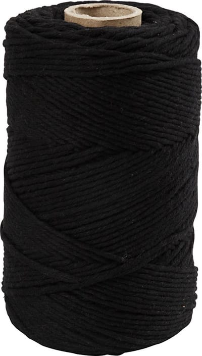 Macramé koord, L: 198 m, d 2 mm, zwart, 330gr/ 1 rol