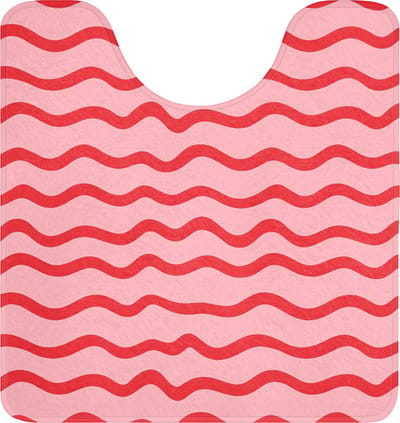 WC mat met uitsparing 55x60 cm - Antislip - Speels - Patroon - Rood - Toiletmat met uitsnijding - Vloermat - Douchemat - Toilet tapijt - Toiletmatten