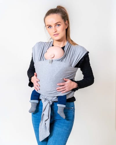 ByKay Stretchy Classic - rekbare draagdoek baby - ergonomisch - biologisch katoen - tot 10kg - one size - grijs - Grey Melee