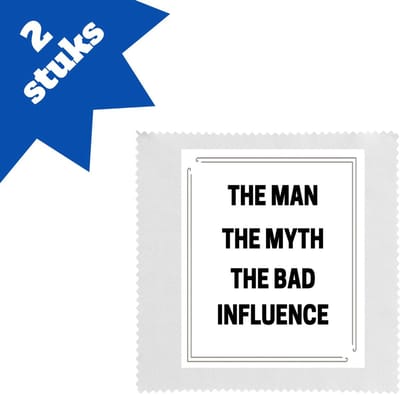 Akyol - the man the myth the bad influence brillendoekjes - Quotes - mensen die andere beïnvloeden - verjaardagscadeau - cadeau - kado - geschenk - verjaardag - slechte invloed - 17,8 bij 17,8 cm - 2 stuks