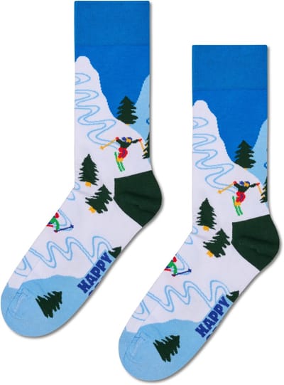 Happy Socks Slalom Sock - unisex sokken - wit - Unisex - Maat: 36 - 40