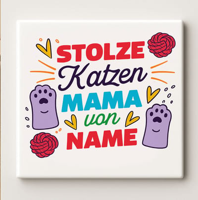 Stolze Katzen Mama von Name Keramische Tegel 15x15 cm – Trots Kattenmoeder Gepersonaliseerd Ontwerp – Schattige Huisdier Wanddecoratie & Cadeau voor Kattenliefhebbers