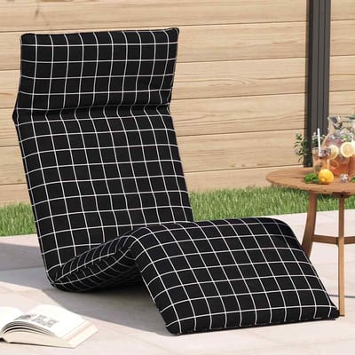 vidaXL - Opvouwbare - ligstoel - Zwart - Geruit - Patroon - 175x54x8,5 - cm - Oxford - Stof