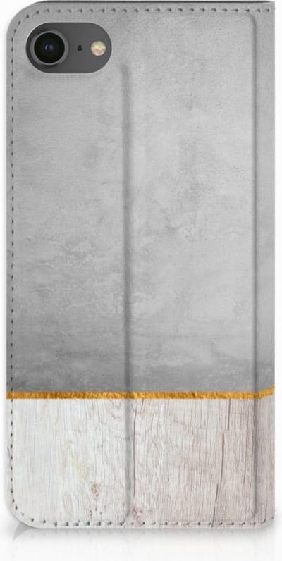 Standcase Hoesje voor iPhone 7 | 8 | SE (2020) | SE (2022) Book Wallet Case Wood Concrete