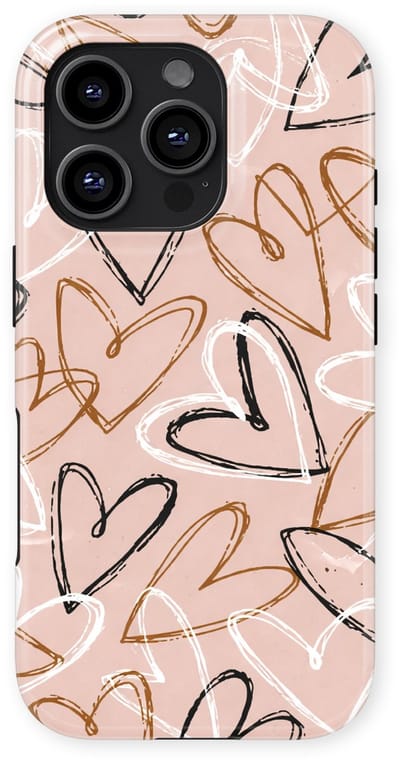 Tough Hoesje met Hartjes geschikt voor iPhone 16 Pro | Little Love Tough Case Geschikt voor Mag | Hartjes Print Backcover geschikt voor iPhone 16 Pro Artful Hearts
