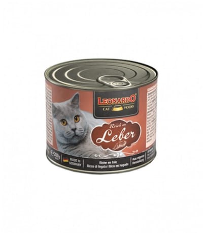 Leonardo - Rijk aan Lever - 6 x 200 g - Natvoer in blik voor katten