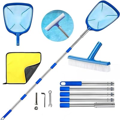 TopChoice® Schepnet zwembad - Vijver - Telescoopnetje - Zwembadreinigingsset - Blauw