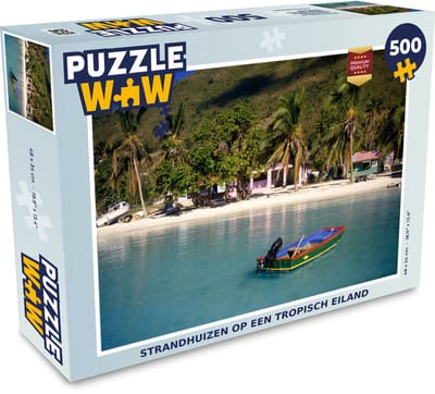 Puzzel Strand - Palmbomen - Huis - Legpuzzel - Puzzel 500 stukjes