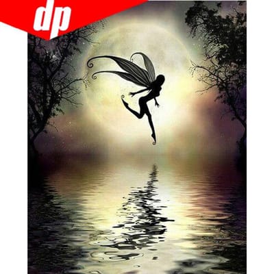 Halloween Fée Noire Mosaïque Diamant Maison Peinture Diamant Point de Croix Broderie Diamant 20X30 gray