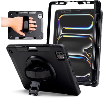 ZAGG Rugged Hoes Geschikt voor iPad Pro 13 (2024/2025) - 360° Draaibare Back Cover Zwart