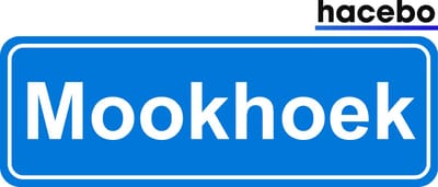 Hacebo - Plaatsnaam Sticker - 29x10 CM - Mookhoek sticker - Verkeersborden sticker - grappige cadeaus - Mookhoek