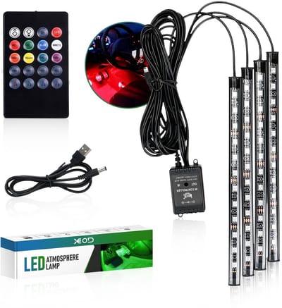 XEOD Sfeerverlichting LED strip's met USB aansluiting - 12V/5V - Interieur verlichting - Ambient light - Auto - Vrachtwagen - Bestelauto - Accessoires - 4 LED Strips - Afstandsbediening