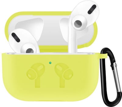 Airpods Pro case - Apple - geel - siliconen met musketon haakje