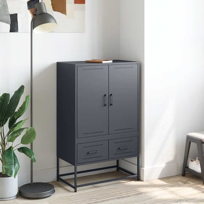 vidaXL - Hoge - kast - 68x39x111,5 - cm - staal - antracietkleurig