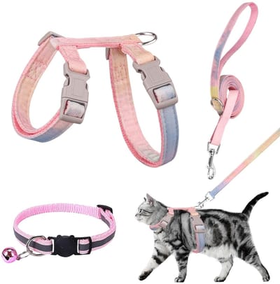 Dailygoods- Kattenharnas Escape Proof - Verstelbaar H-vormig Harnas - Riem met Looplijn - Duurzaam Polyester - Geschikt voor Kittens en Kleine Dieren - Kattenharnasset