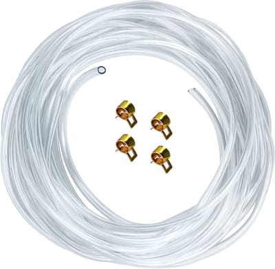 Duurzame PVC Slang 10 m, 4 mm x 6 mm, Inclusief 4 Slangklemmen voor Water, Lucht en Brandstofgebruik