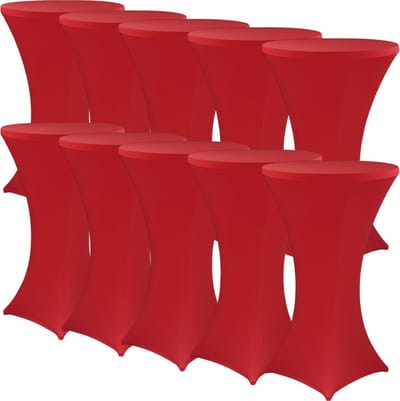 NYVI Sta-tafelhoes NYVIGala Rood Ø 60-65 cm - Set van 10 - Elastische premium stretchhoezen voor standaard bistro- & statafels - Rekbare tafelbekleding