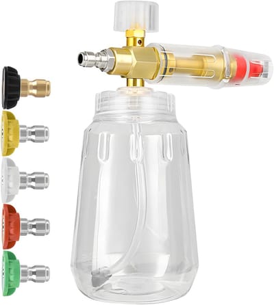 Schuimpot - Hogedruk accessoire - Auto reinigen - 5 Kleur Nozzles - 22 x 13 x 8 cm - Transparant